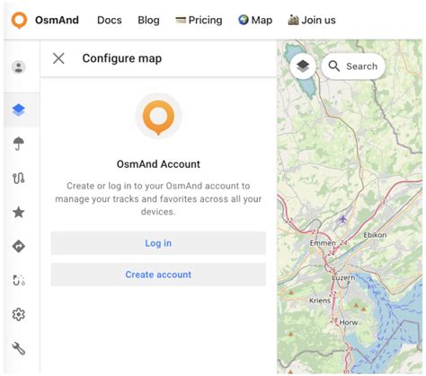 OsmAnd programėlės sąsaja su detalizuotais žemėlapiais
