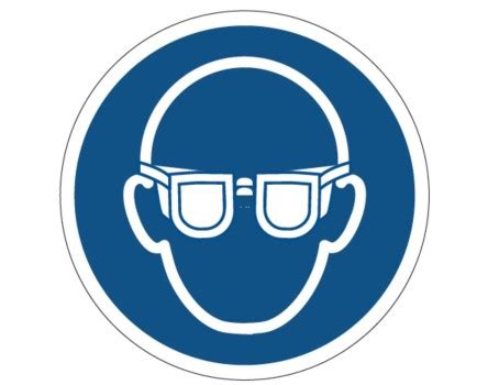 Simbolis rodantis būtinybę naudoti apsauginius akinius ir pirštines