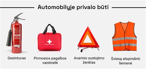 Avarinio sustojimo ženklas ir pirmosios pagalbos rinkinys automobilyje