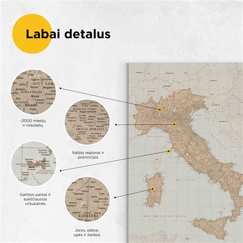 Italijos žemėlapis su lankytinais objektais