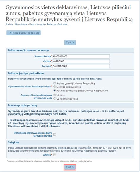 Gyvenamosios vietos deklaravimo procesas