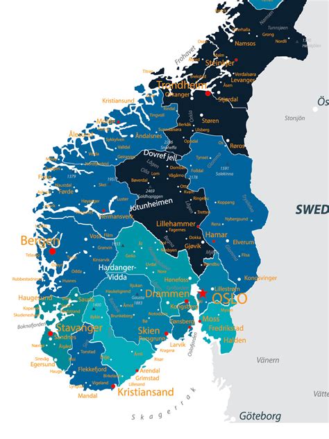 Žemėlapis, rodantis Norvegijos krovinių pervežimo maršrutus