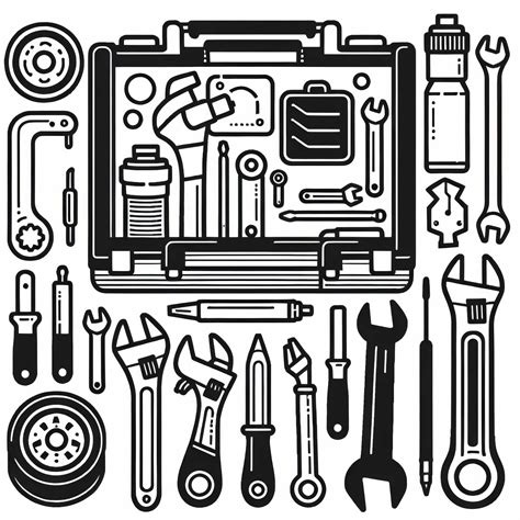 Vaizdas su įvairiais automobilio remonto įrankiais