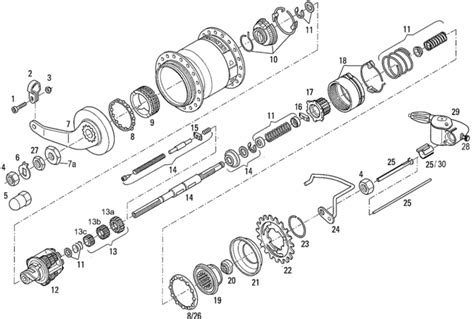 Shimano vidinės pavarų stebulės schemos