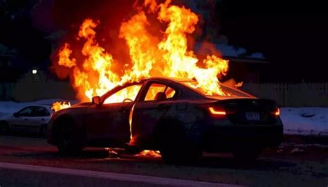 automobilis BMW dega atvira liepsna