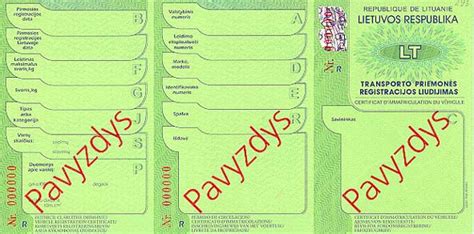 Lietuvos transporto priemonių registracijos numerių pavyzdžiai