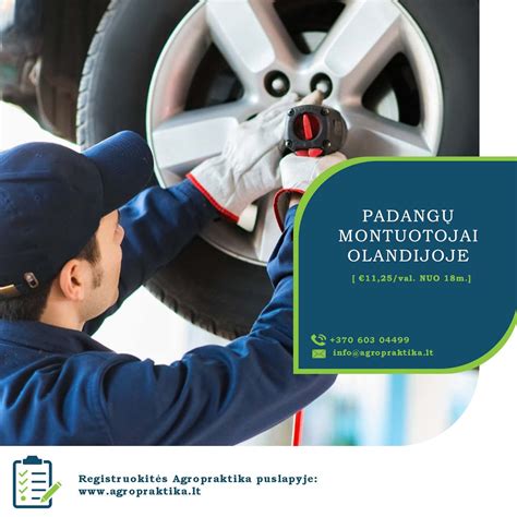 Serviso meistrai, atliekantys padangų montavimą