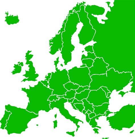 map of europe with green card system countries