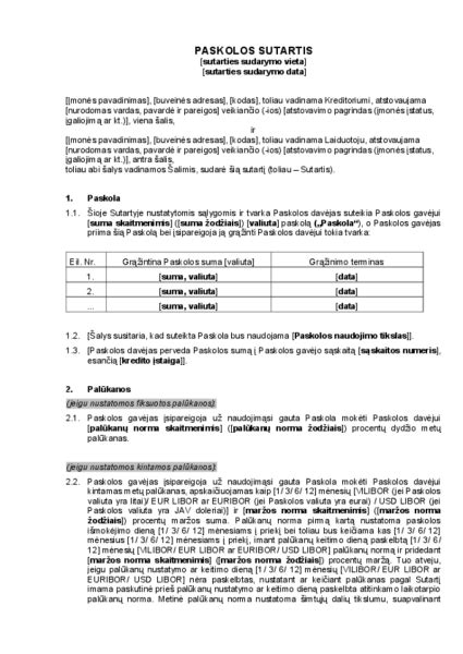 automobilio paskolos sutartis