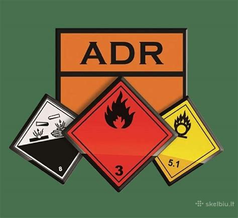 ADR pavojingų krovinių klasifikavimo lentelė