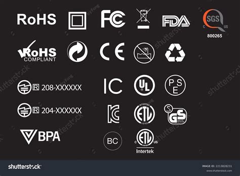 UL, CE, RoHS sertifikatus simbolizuojanti grafika