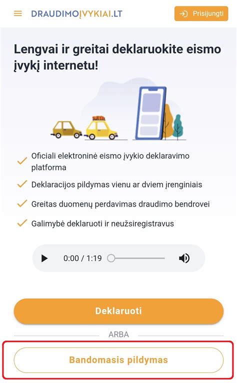 Schematinis pavaizdavimas kaip užpildyti eismo įvykio deklaraciją