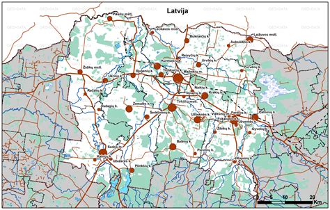 Mažeikių rajono žemėlapis su pažymėtomis paslaugų teikimo vietomis