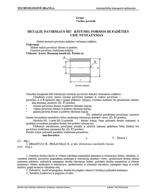 Formos ir padėties tolerancijų simboliai brėžiniuose