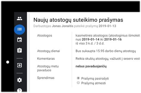 Darbuotojas rašo atostogų prašymą