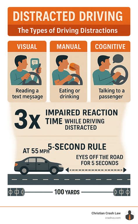 infographic showing common distractions while driving