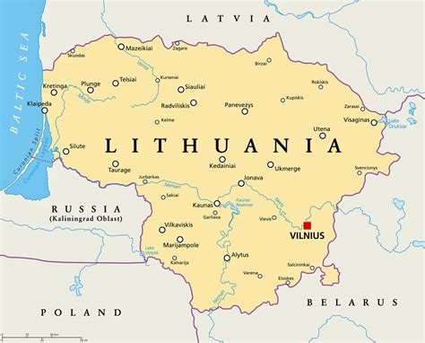 map of Lithuania with highlighted emergency numbers