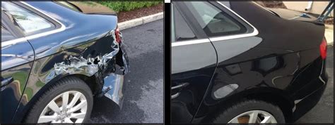 Automobilio kėbulo pažeidimai prieš ir po remonto