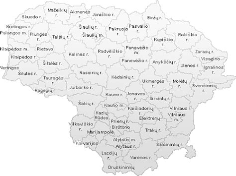 Lietuvos savivaldybių žemėlapis su lengvatomis