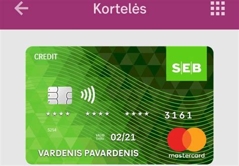 SEB banko logotipas ir mokėjimo kortelė