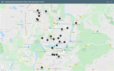 Žemėlapis su parduotuvės adresais Vilniuje