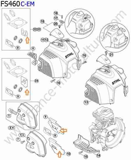 STIHL benzininio trimerio variklio schema