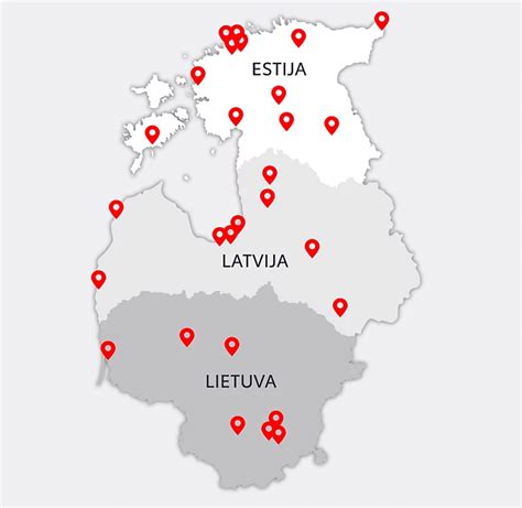 Toyota atstovybių žemėlapis Baltijos šalyse