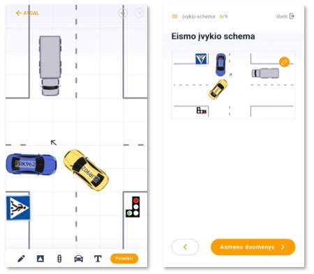 Transporto priemonės sugedimo ar eismo įvykio schema