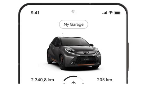 Toyota MyToyota programėlės ekrano vaizdas su automobilio buvimo vieta