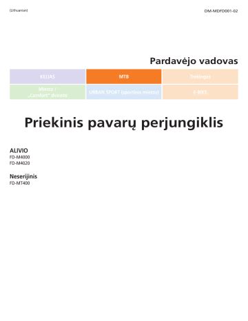 Priekinio pavarų perjungiklio reguliavimas