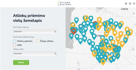 Žemėlapis su didelių gabaritų atliekų surinkimo aikštelių žymėjimais Prienų rajone