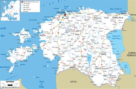 Estijos žemėlapis su pažymėtu Talinu