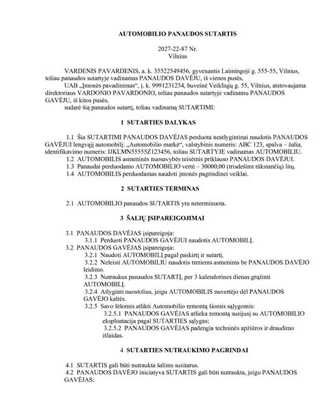 Palyginimo lentelė: Automobilio pardavimo sutartis vs. Automobilio panaudos sutartis