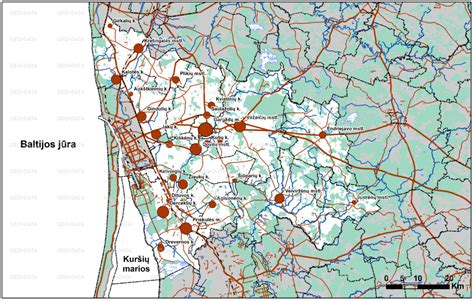 Žemėlapis su Klaipėdos rajono savivaldybės teritorija