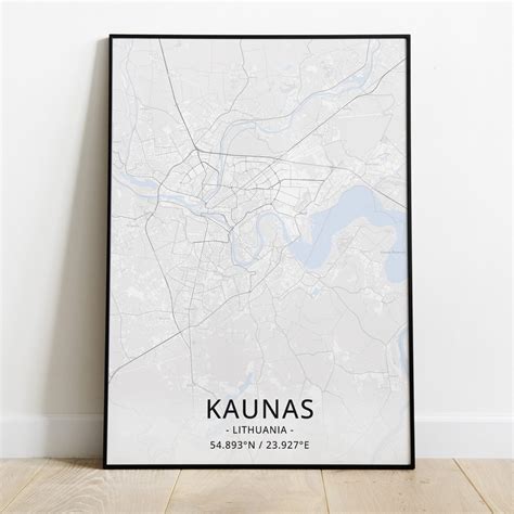 Kauno miesto žemėlapis su Šiaurės prospektu ir artimiausiomis gatvėmis