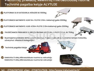 Įvairių tipų tralai automobilių pervežimui