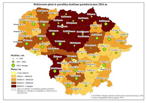 Lietuvos žemėlapis, rodantis žemės ūkio naudmenų pasiskirstymą