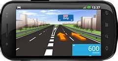 Mobiliojo telefono ekranas su GPS navigacijos programa