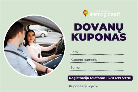 Vairavimo mokyklos dovanų kuponas