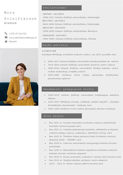 CV kontaktinė informacija