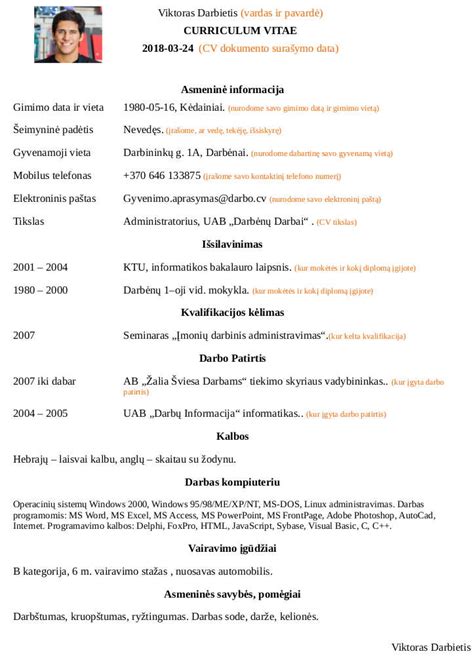Darbo patirties sekcija CV