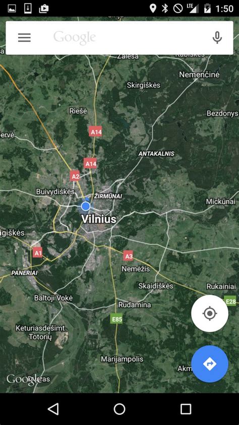 Navigacijos žemėlapis „Google Maps“ ekrane