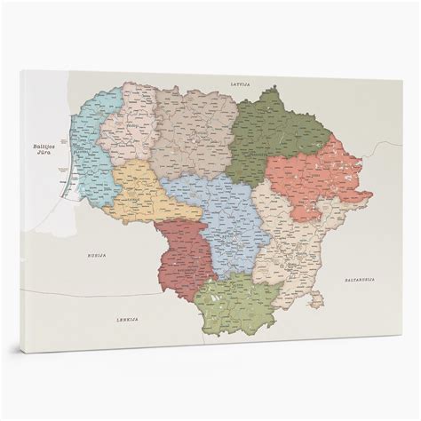 Lietuvos žemėlapis su pažymėtomis institucijomis
