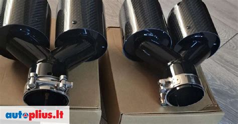 Įvairių tipų duslintuvo antgaliai: chromuoti, nerūdijančio plieno, anglies pluošto