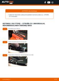 Schematinis Citroën C5 universalas galinio stop žibinto keitimo procesas