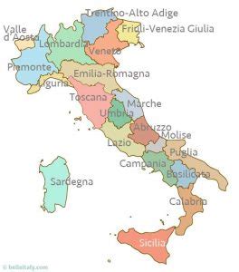 italijos žemėlapis su vyno regionais
