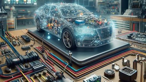 Vaizdas su įvairiais automobilio komforto sistemos komponentais