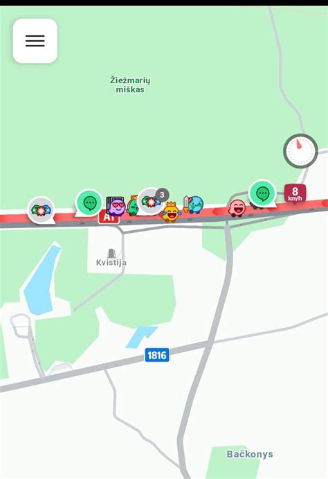 Waze navigacijos programėlės sąsaja