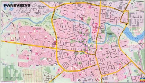 Panevėžio miesto žemėlapis su pažymėta Bliudžių gatve