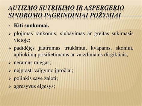 Vaizdinė schema, iliustruojanti autizmo spektro sutrikimo tris pagrindines sritis: socialinė sąveika, komunikacija, riboti ir pasikartojantys elgesio modeliai.